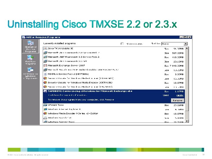© 2011 Cisco and/or its affiliates. All rights reserved. Cisco Confidential 23 