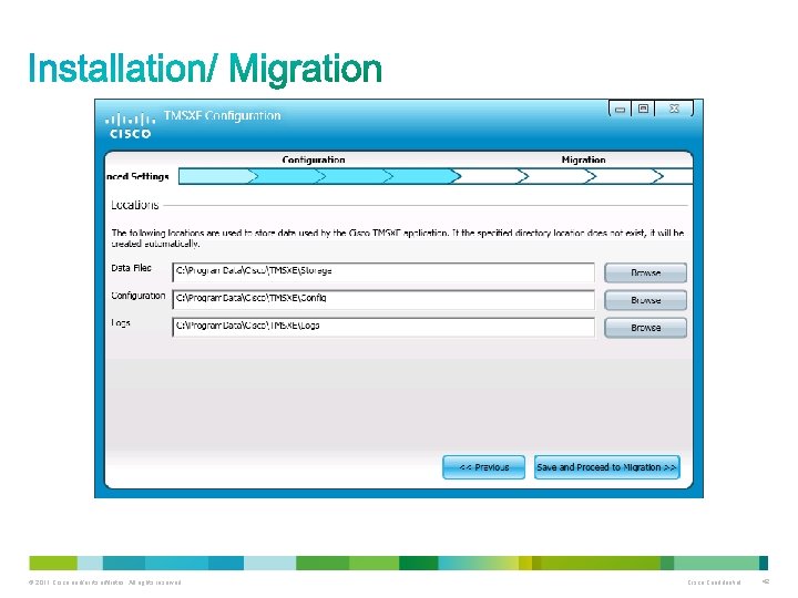 © 2011 Cisco and/or its affiliates. All rights reserved. Cisco Confidential 42 