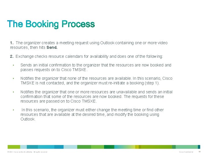 1. The organizer creates a meeting request using Outlook containing one or more video