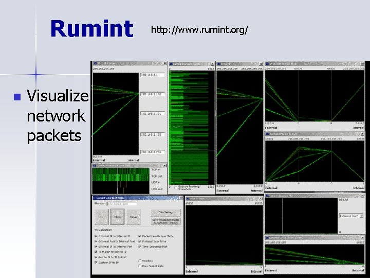Rumint n Visualize network packets http: //www. rumint. org/ 