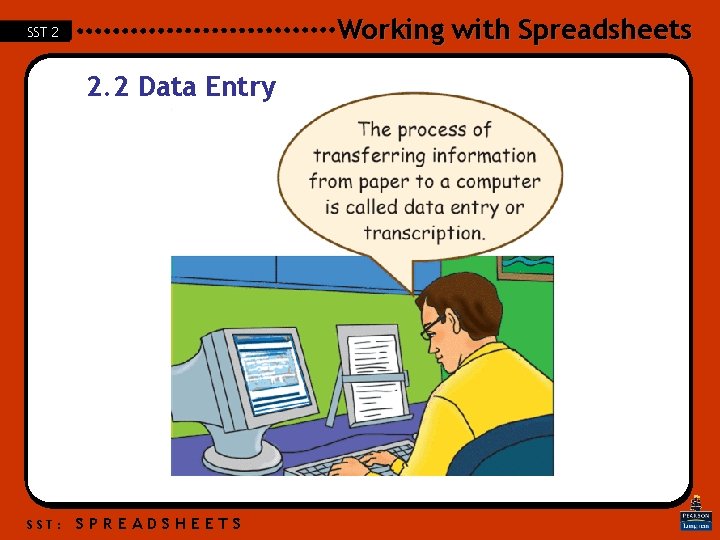 Working with Spreadsheets SST 2 2. 2 Data Entry SST: SPREADSHEETS Working with Spreadsheets SST 2 2. 2 Data Entry SST: SPREADSHEETS
