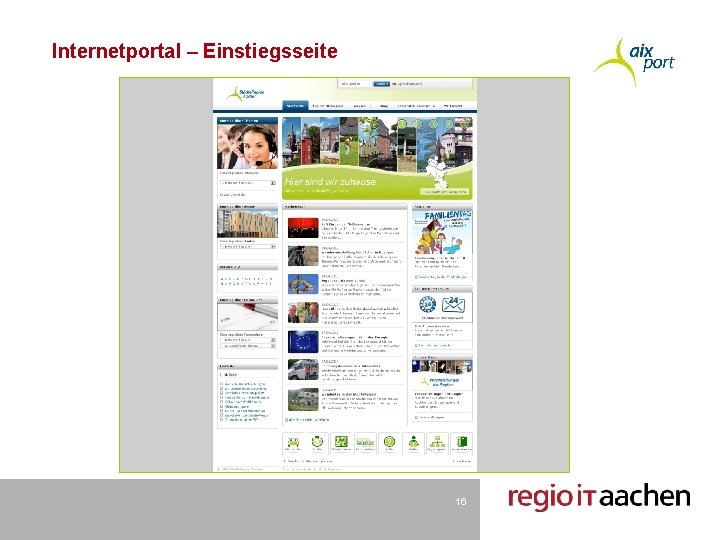 Internetportal – Einstiegsseite 16 