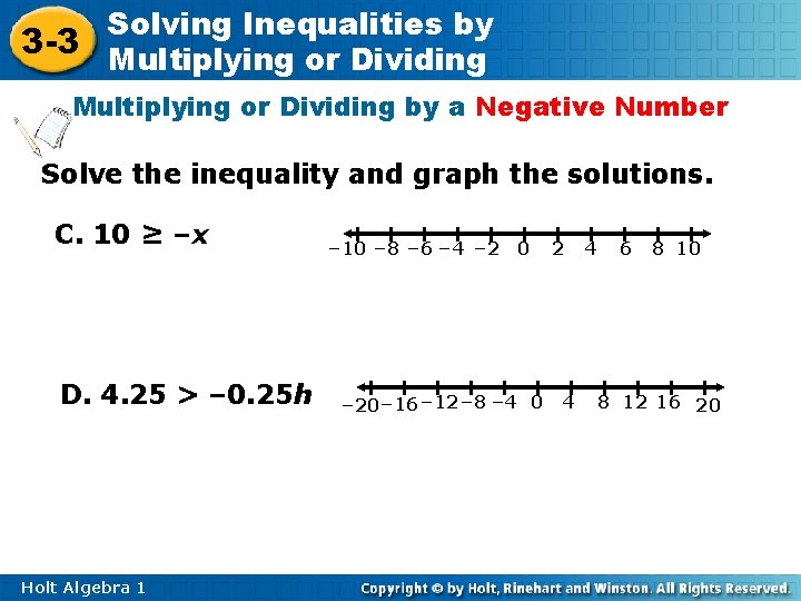 Solving Inequalities by 3 3 Multiplying or Dividing