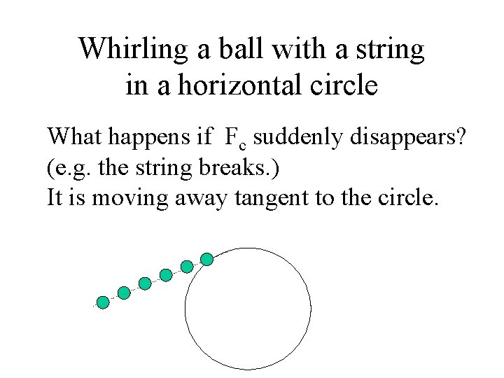 Whirling a ball with a string in a horizontal circle What happens if Fc