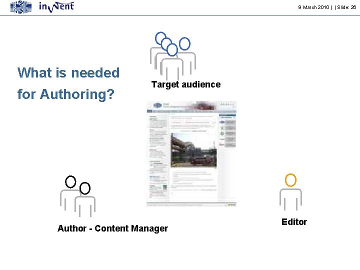 9 March 2010 | | Slide: 26 What is needed for Authoring? Target audience