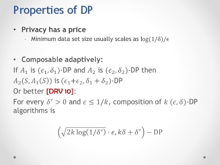 Properties of DP • 