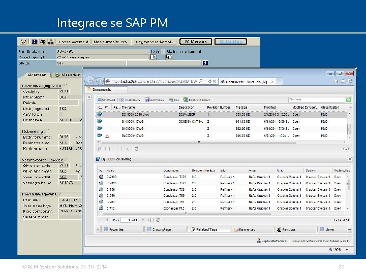 Integrace se SAP PM BC Meridian © ECM System Solutions, 23. 10. 2014 BC