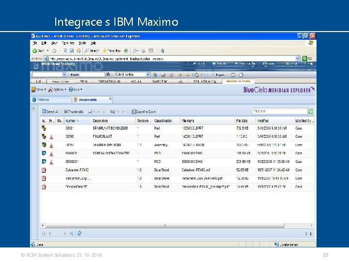 Integrace s IBM Maximo © ECM System Solutions, 23. 10. 2014 23 