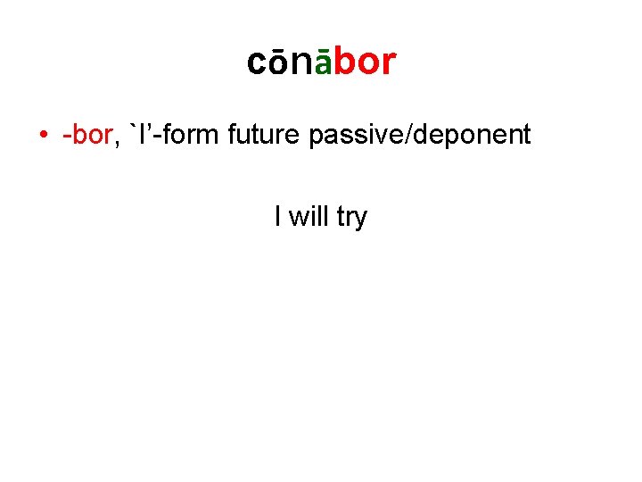 cōnābor • -bor, `I’-form future passive/deponent I will try 