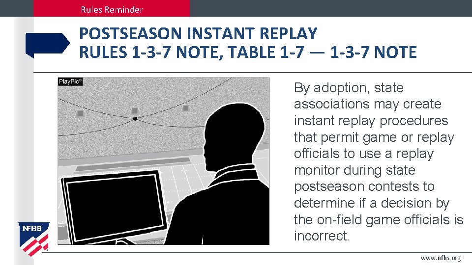 Rules Reminder POSTSEASON INSTANT REPLAY RULES 1 -3 -7 NOTE, TABLE 1 -7 —