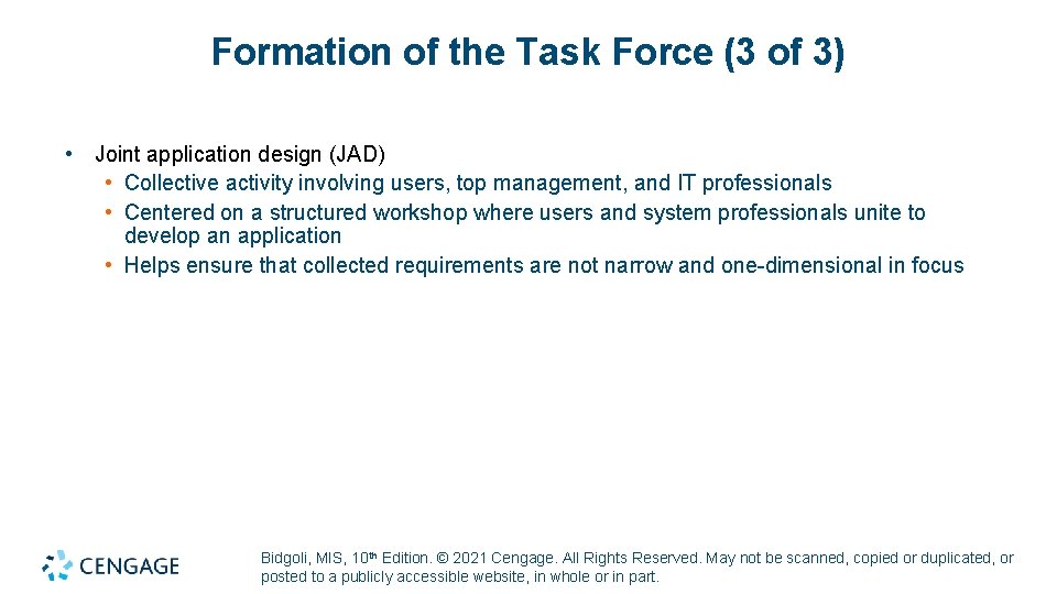 Formation of the Task Force (3 of 3) • Joint application design (JAD) • Formation of the Task Force (3 of 3) • Joint application design (JAD) •