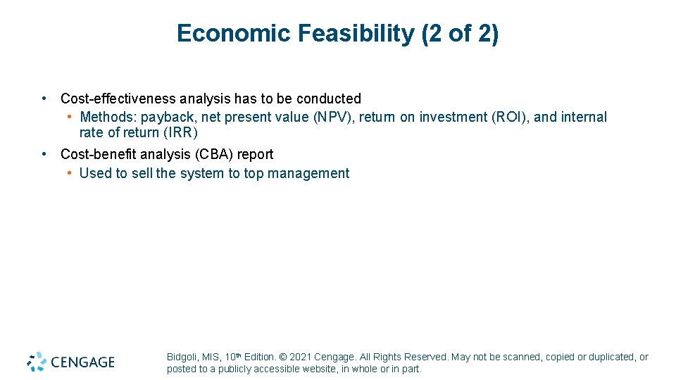 Economic Feasibility (2 of 2) • Cost-effectiveness analysis has to be conducted • Methods: Economic Feasibility (2 of 2) • Cost-effectiveness analysis has to be conducted • Methods: