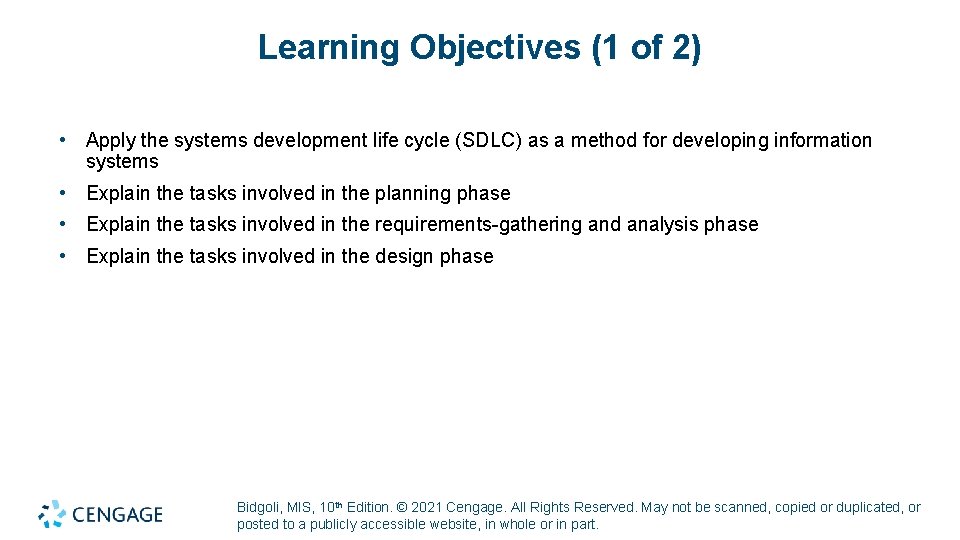 Learning Objectives (1 of 2) • Apply the systems development life cycle (SDLC) as Learning Objectives (1 of 2) • Apply the systems development life cycle (SDLC) as