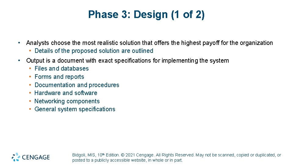 Phase 3: Design (1 of 2) • Analysts choose the most realistic solution that Phase 3: Design (1 of 2) • Analysts choose the most realistic solution that