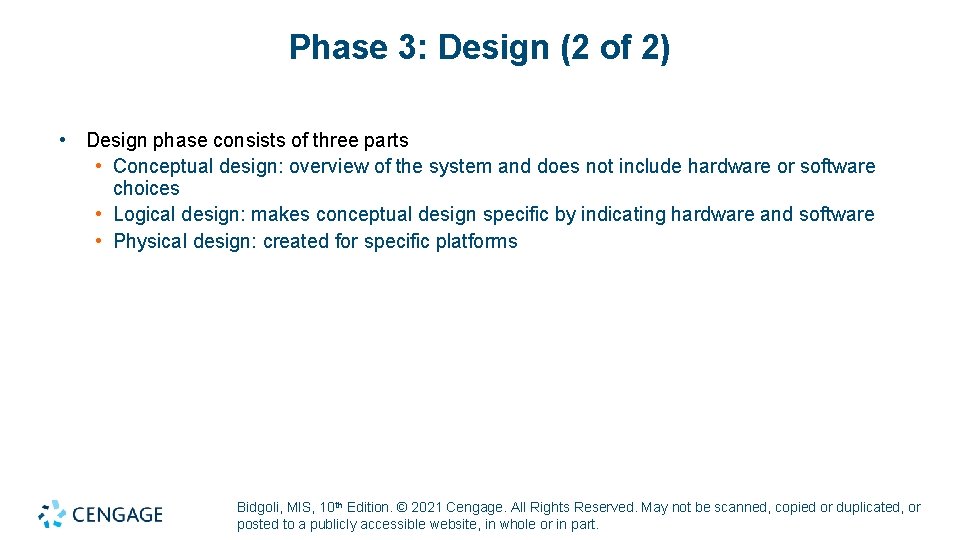 Phase 3: Design (2 of 2) • Design phase consists of three parts • Phase 3: Design (2 of 2) • Design phase consists of three parts •