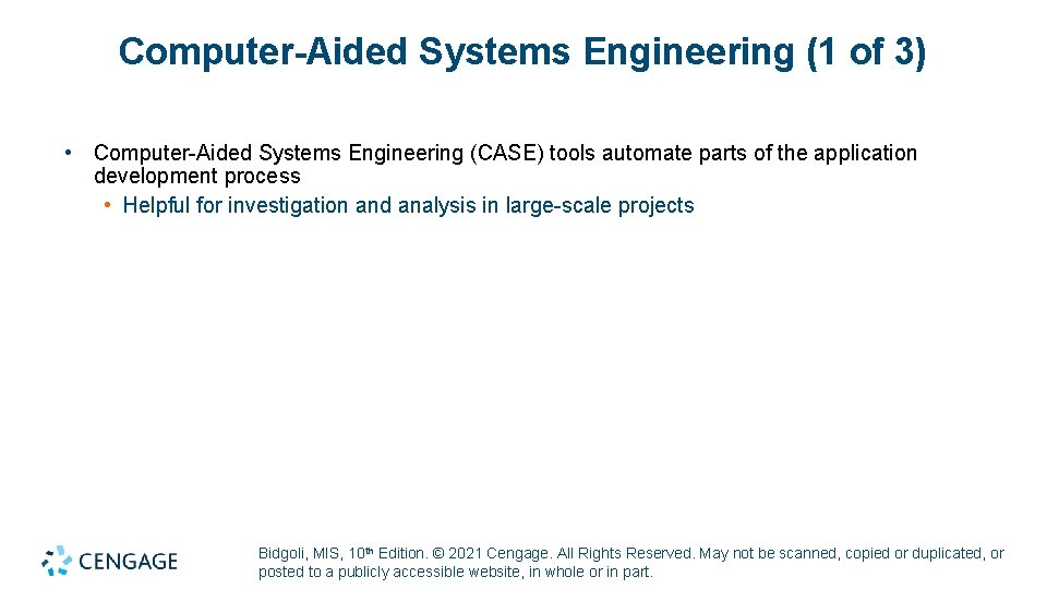 Computer-Aided Systems Engineering (1 of 3) • Computer-Aided Systems Engineering (CASE) tools automate parts Computer-Aided Systems Engineering (1 of 3) • Computer-Aided Systems Engineering (CASE) tools automate parts