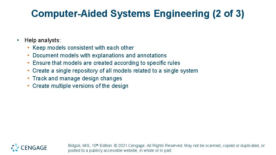Computer-Aided Systems Engineering (2 of 3) • Help analysts: • Keep models consistent with Computer-Aided Systems Engineering (2 of 3) • Help analysts: • Keep models consistent with