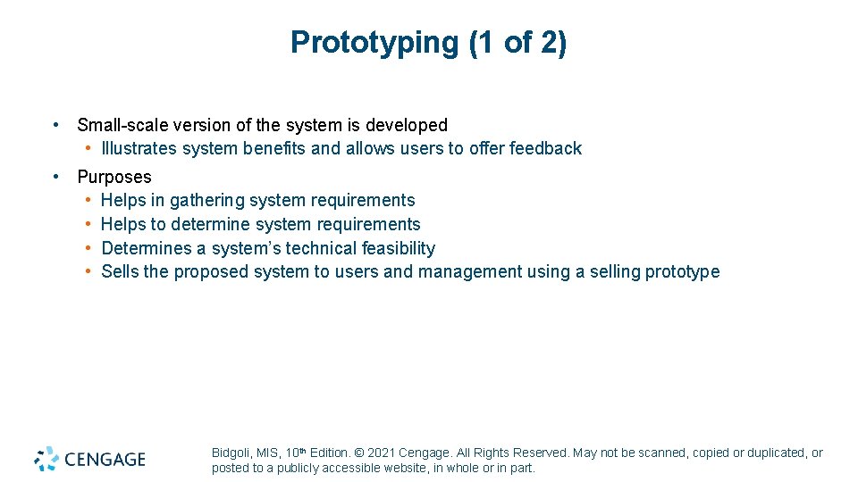 Prototyping (1 of 2) • Small-scale version of the system is developed • Illustrates Prototyping (1 of 2) • Small-scale version of the system is developed • Illustrates