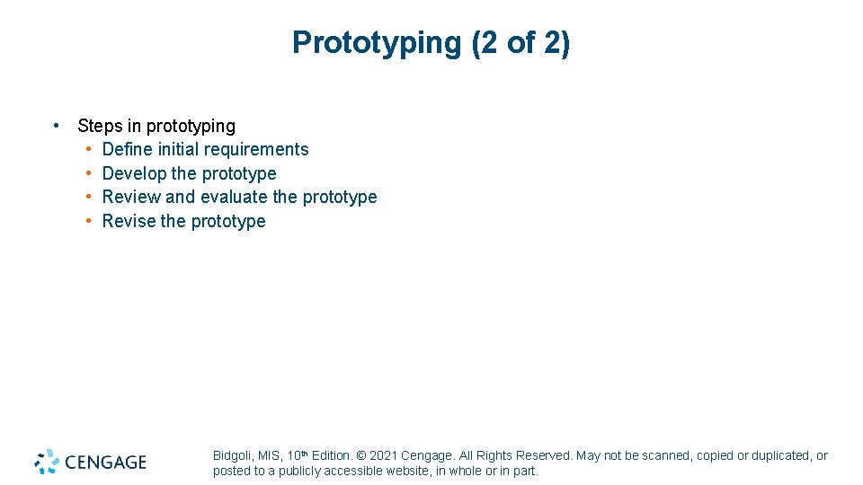 Prototyping (2 of 2) • Steps in prototyping • Define initial requirements • Develop Prototyping (2 of 2) • Steps in prototyping • Define initial requirements • Develop