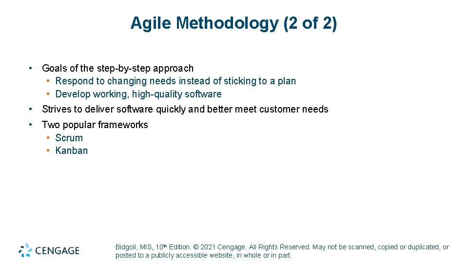 Agile Methodology (2 of 2) • Goals of the step-by-step approach • Respond to Agile Methodology (2 of 2) • Goals of the step-by-step approach • Respond to