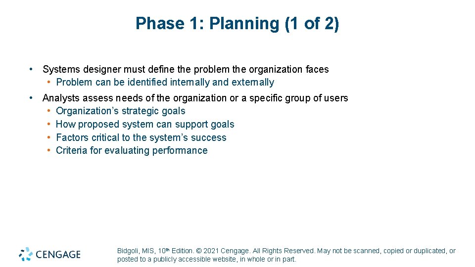 Phase 1: Planning (1 of 2) • Systems designer must define the problem the Phase 1: Planning (1 of 2) • Systems designer must define the problem the