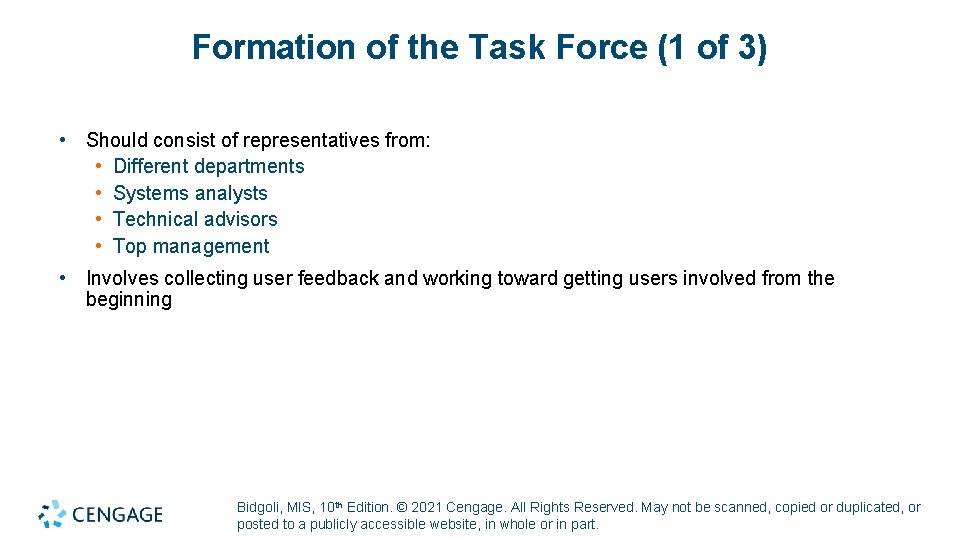 Formation of the Task Force (1 of 3) • Should consist of representatives from: Formation of the Task Force (1 of 3) • Should consist of representatives from: