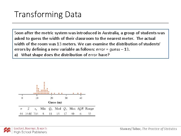 Transforming Data Soon after the metric system was introduced in Australia, a group of Transforming Data Soon after the metric system was introduced in Australia, a group of