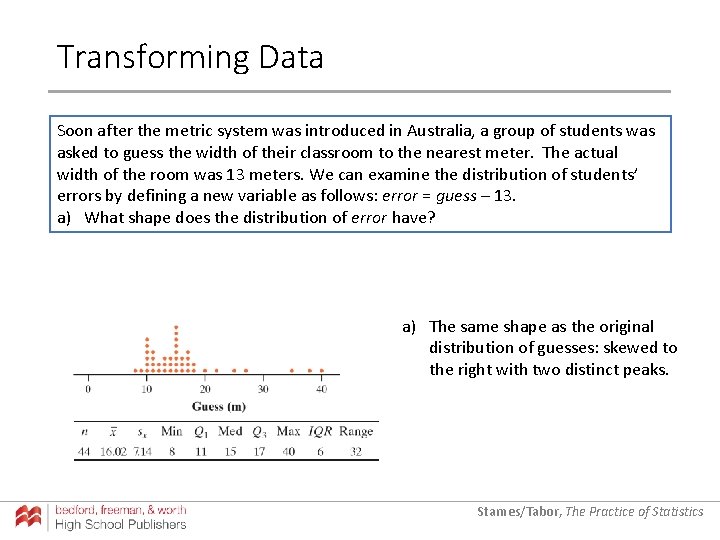 Transforming Data Soon after the metric system was introduced in Australia, a group of Transforming Data Soon after the metric system was introduced in Australia, a group of