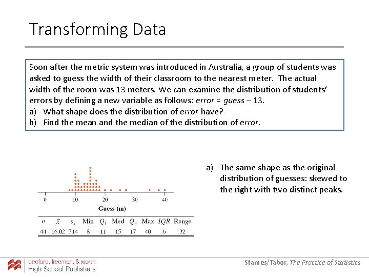 Transforming Data Soon after the metric system was introduced in Australia, a group of Transforming Data Soon after the metric system was introduced in Australia, a group of