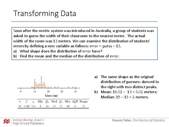 Transforming Data Soon after the metric system was introduced in Australia, a group of Transforming Data Soon after the metric system was introduced in Australia, a group of
