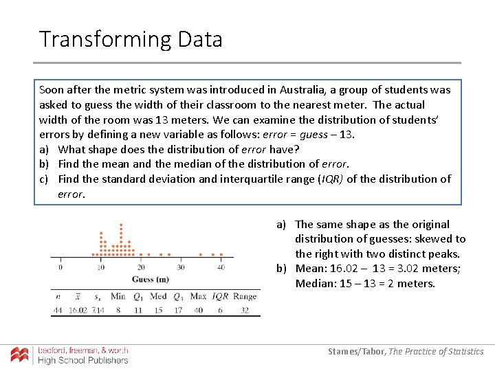 Transforming Data Soon after the metric system was introduced in Australia, a group of Transforming Data Soon after the metric system was introduced in Australia, a group of