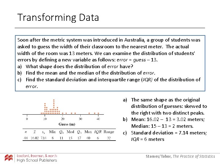 Transforming Data Soon after the metric system was introduced in Australia, a group of Transforming Data Soon after the metric system was introduced in Australia, a group of
