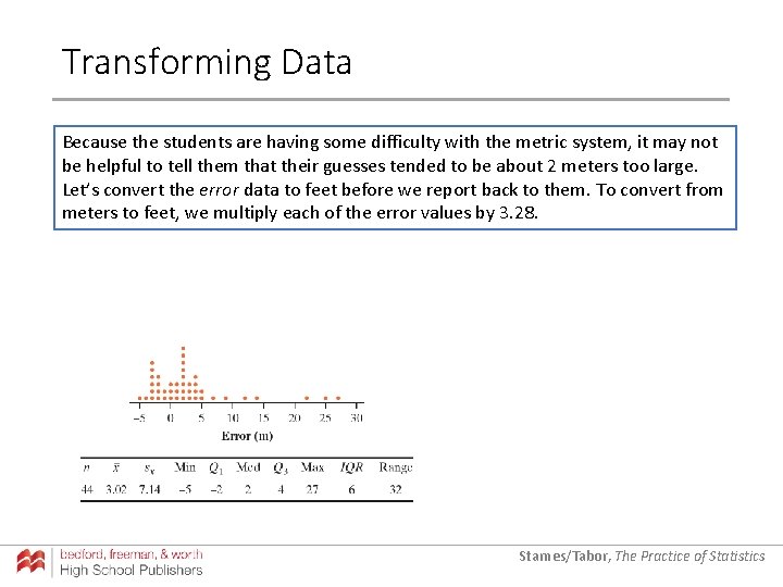 Transforming Data Because the students are having some difficulty with the metric system, it Transforming Data Because the students are having some difficulty with the metric system, it
