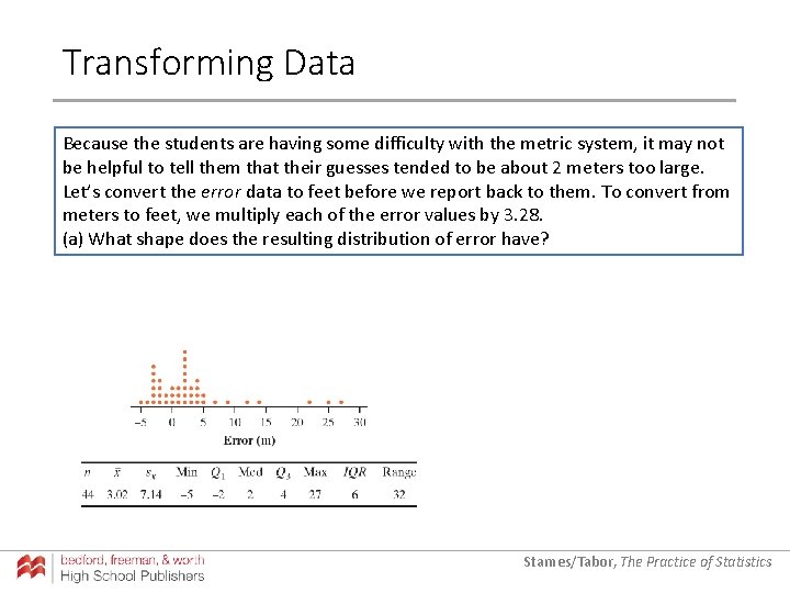 Transforming Data Because the students are having some difficulty with the metric system, it Transforming Data Because the students are having some difficulty with the metric system, it