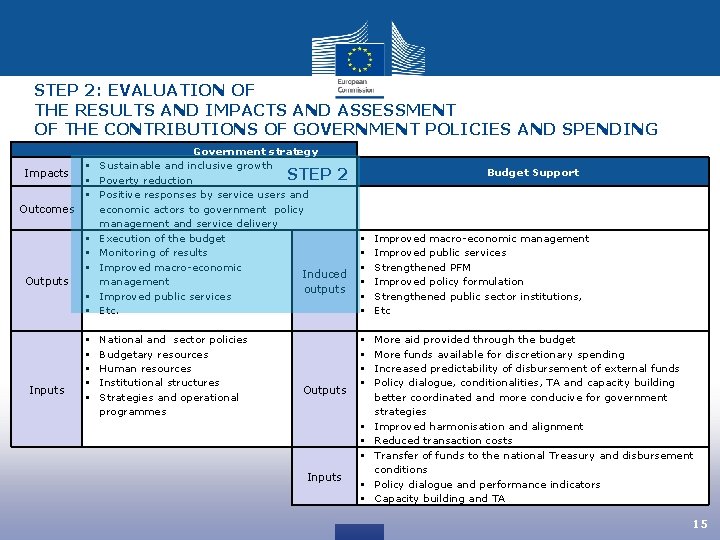 STEP 2: EVALUATION OF THE RESULTS AND IMPACTS AND ASSESSMENT OF THE CONTRIBUTIONS OF