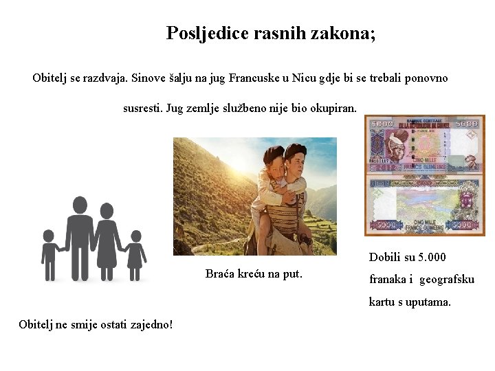 Posljedice rasnih zakona; Obitelj se razdvaja. Sinove šalju na jug Francuske u Nicu gdje