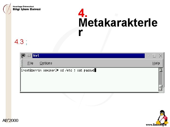 4. 3 ; 4. Metakarakterle r AB’ 2000 www. linux. org. tr 