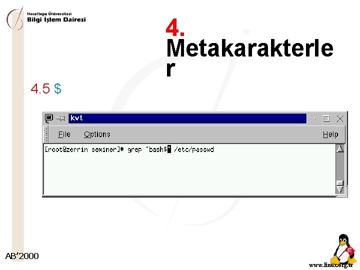 4. 5 $ 4. Metakarakterle r AB’ 2000 www. linux. org. tr 