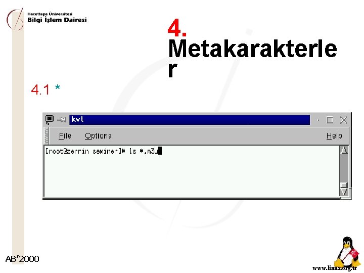 4. 1 * 4. Metakarakterle r AB’ 2000 www. linux. org. tr 