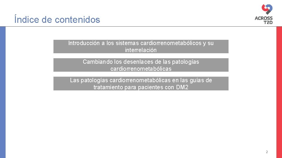 Índice de contenidos Introducción a los sistemas cardiorrenometabólicos y su interrelación Cambiando los desenlaces