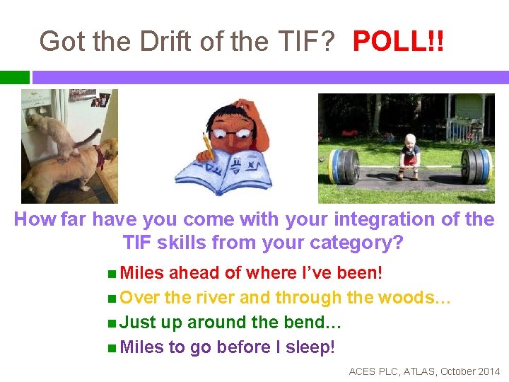 Got the Drift of the TIF? POLL!! How far have you come with your