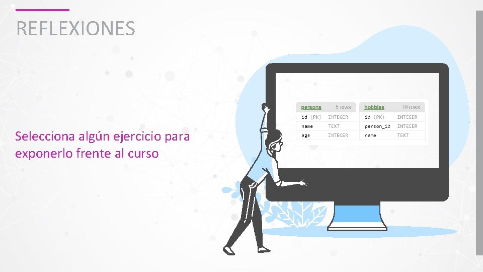 REFLEXIONES Selecciona algún ejercicio para exponerlo frente al curso 