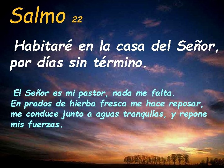 Salmo 22 Habitaré en la casa del Señor, por días sin término. El Señor