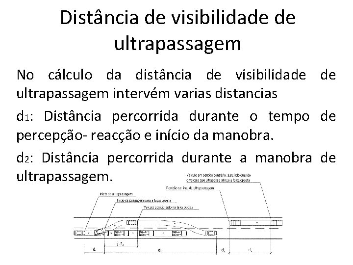 Distância de visibilidade de ultrapassagem No cálculo da distância de visibilidade de ultrapassagem intervém