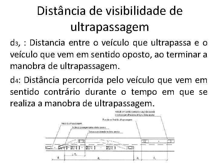 Distância de visibilidade de ultrapassagem d 3, : Distancia entre o veículo que ultrapassa