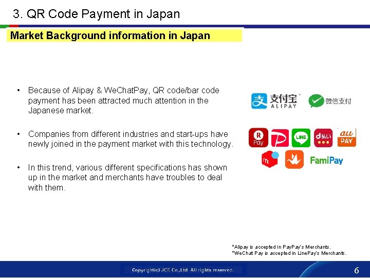 3. QR Code Payment in Japan Market Background information in Japan • Because of