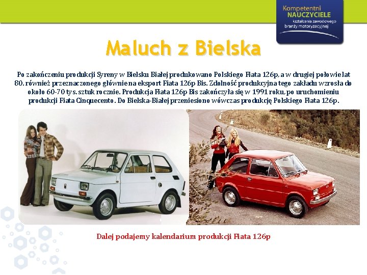 Maluch z Bielska Po zakończeniu produkcji Syreny w Bielsku Białej produkowano Polskiego Fiata 126