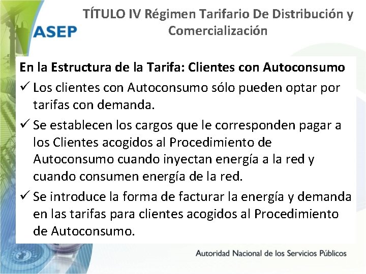 TÍTULO IV Régimen Tarifario De Distribución y Comercialización En la Estructura de la Tarifa: