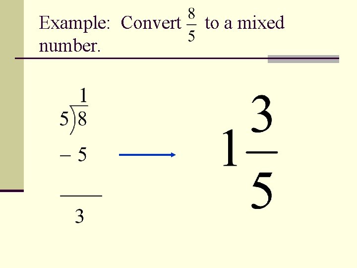 Example: Convert number. to a mixed 