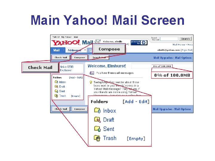 Main Yahoo! Mail Screen 